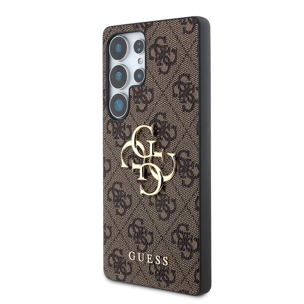 Galaxy S25 Ultra Kılıf Guess Orijinal Lisanslı PU Deri 4G Desenli Metal Büyük 4G ve Yazı Logolu Kılıf