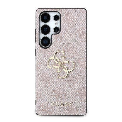 Galaxy S25 Ultra Kılıf Guess Orijinal Lisanslı PU Deri 4G Desenli Metal Büyük 4G ve Yazı Logolu Kılıf