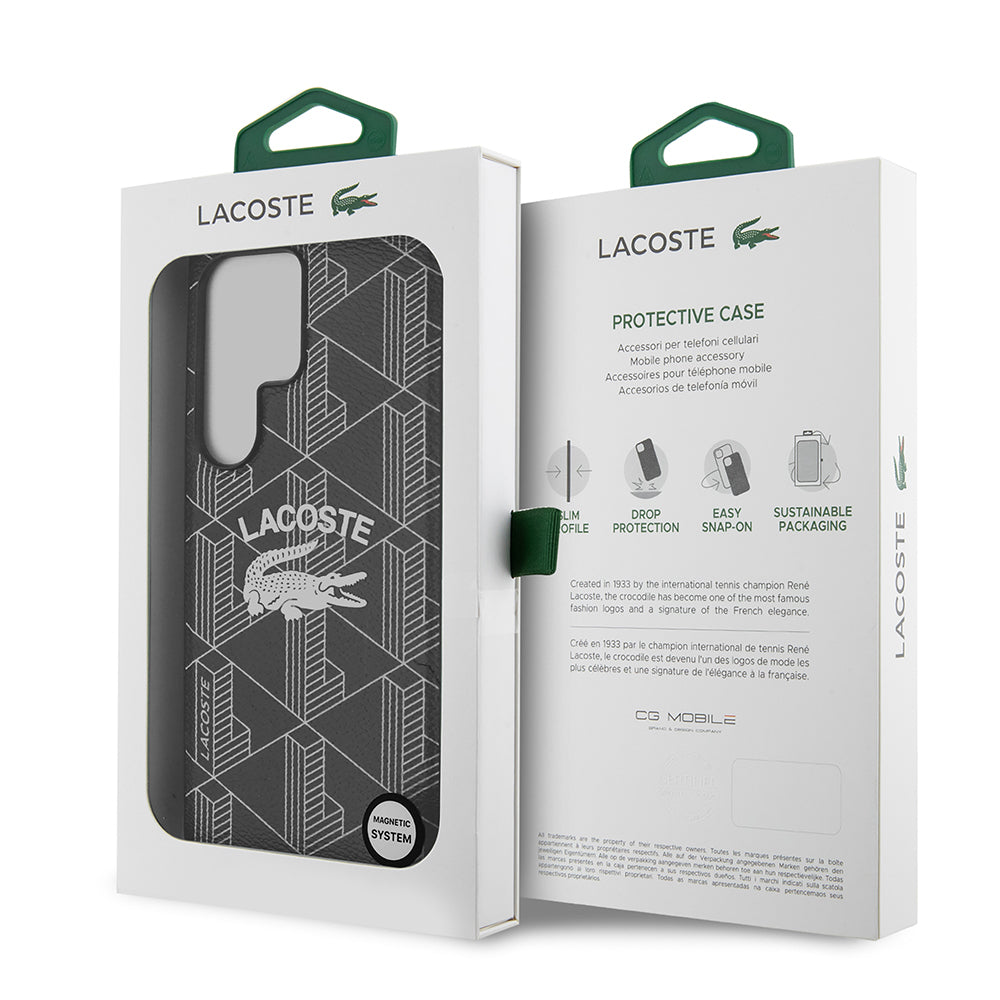 Galaxy S25 Ultra Kılıf Lacoste Orijinal Lisanslı M-safe Şarj Özellikli Mono Vintage Logo Kılıf