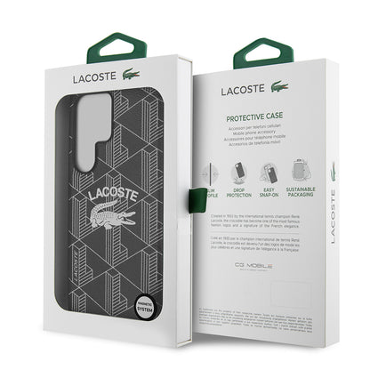 Galaxy S25 Ultra Kılıf Lacoste Orijinal Lisanslı M-safe Şarj Özellikli Mono Vintage Logo Kılıf