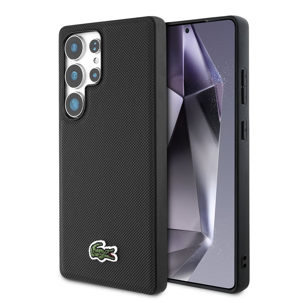 Galaxy S25 Ultra Kılıf Lacoste Orijinal Lisanslı PU Pike Desenli Arka Yüzey İkonik Timsah Dokuma Logolu Kılıf