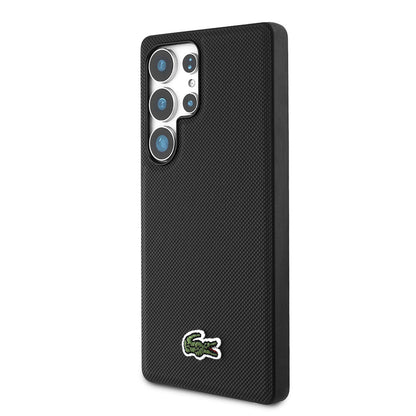 Galaxy S25 Ultra Kılıf Lacoste Orijinal Lisanslı PU Pike Desenli Arka Yüzey İkonik Timsah Dokuma Logolu Kılıf
