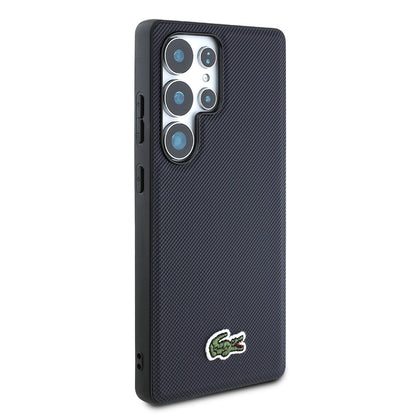 Galaxy S25 Ultra Kılıf Lacoste Orijinal Lisanslı PU Pike Desenli Arka Yüzey İkonik Timsah Dokuma Logolu Kılıf