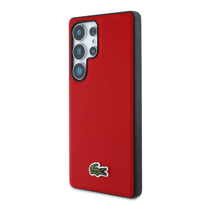 Galaxy S25 Ultra Kılıf Lacoste Orijinal Lisanslı PU Pike Desenli Arka Yüzey İkonik Timsah Dokuma Logolu Kılıf