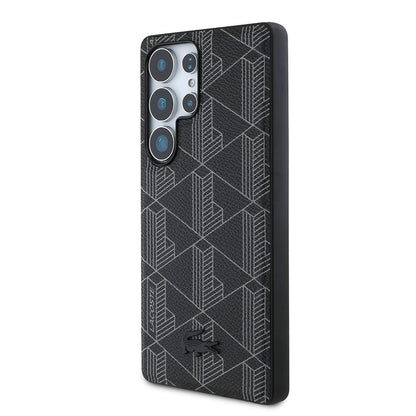Galaxy S25 Ultra Kılıf Lacoste orijinal Lisanslı M-safe Şarj Özellikli PU Deri Görünümlü Karışık Monogram Desenli Kılıf