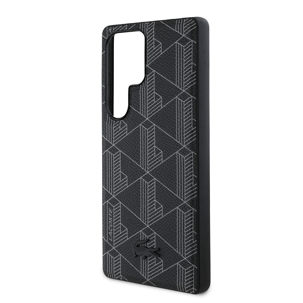 Galaxy S25 Ultra Kılıf Lacoste orijinal Lisanslı M-safe Şarj Özellikli PU Deri Görünümlü Karışık Monogram Desenli Kılıf