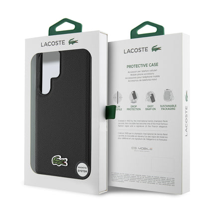Galaxy S25 Ultra Kılıf Lacoste orijinal Lisanslı PU Pike Desenli Arka Yüzey İkonik Timsah Dokuma Logolu Kılıf