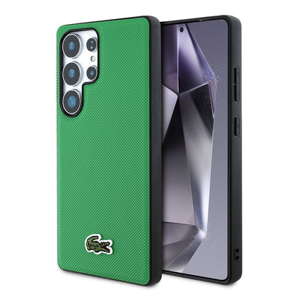 Galaxy S25 Ultra Kılıf Lacoste orijinal Lisanslı PU Pike Desenli Arka Yüzey İkonik Timsah Dokuma Logolu Kılıf