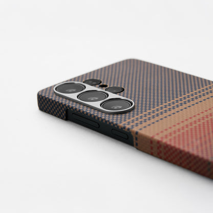 Galaxy S25 Ultra Kılıf M-safe Şarj Özellikli Aramid Fiber Pitaka Tactile Woven Sunset-Moonrise Serisi Kılıf