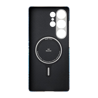 Galaxy S25 Ultra Kılıf M-safe Şarj Özellikli Aramid Fiber Pitaka Tactile Woven Sunset-Moonrise Serisi Kılıf