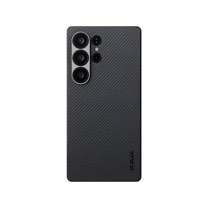 Galaxy S25 Ultra Kılıf M-safe Şarj Özellikli 600D Aramid Fiber Pitaka Ultra-Slim Classic Serisi Black-Grey Twill Kılıf
