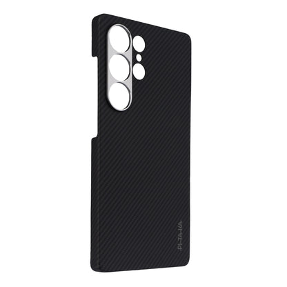 Galaxy S25 Ultra Kılıf M-safe Şarj Özellikli 600D Aramid Fiber Pitaka Ultra-Slim Classic Serisi Black-Grey Twill Kılıf