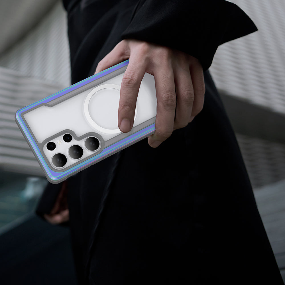 Galaxy S25 Ultra Kılıf M-safe Şarj Özellikli Airbagli Raptic Shield Serisi Şeffaf Arka Yüzey Kılıf