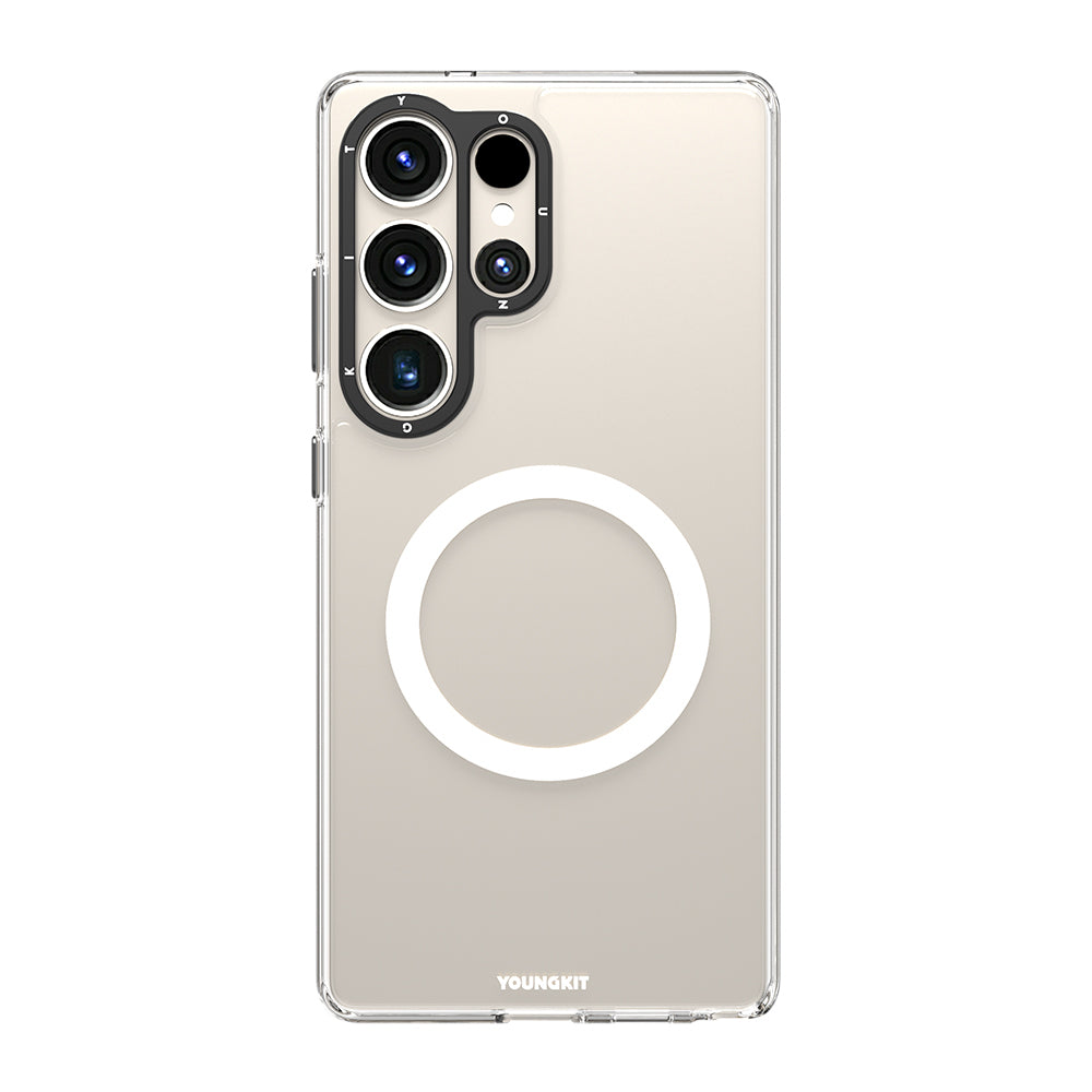 Galaxy S25 Ultra Kılıf M-safe Şarj Özellikli Cam Arka Yüzey TPU Youngkit Gemstone Serisi Kılıf
