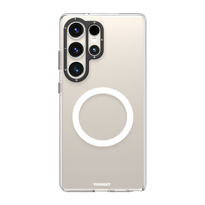 Galaxy S25 Ultra Kılıf M-safe Şarj Özellikli Cam Arka Yüzey TPU Youngkit Gemstone Serisi Kılıf