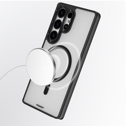 Galaxy S25 Ultra Kılıf M-safe Şarj Özellikli Cam Arka Yüzey TPU Youngkit Gemstone Serisi Kılıf