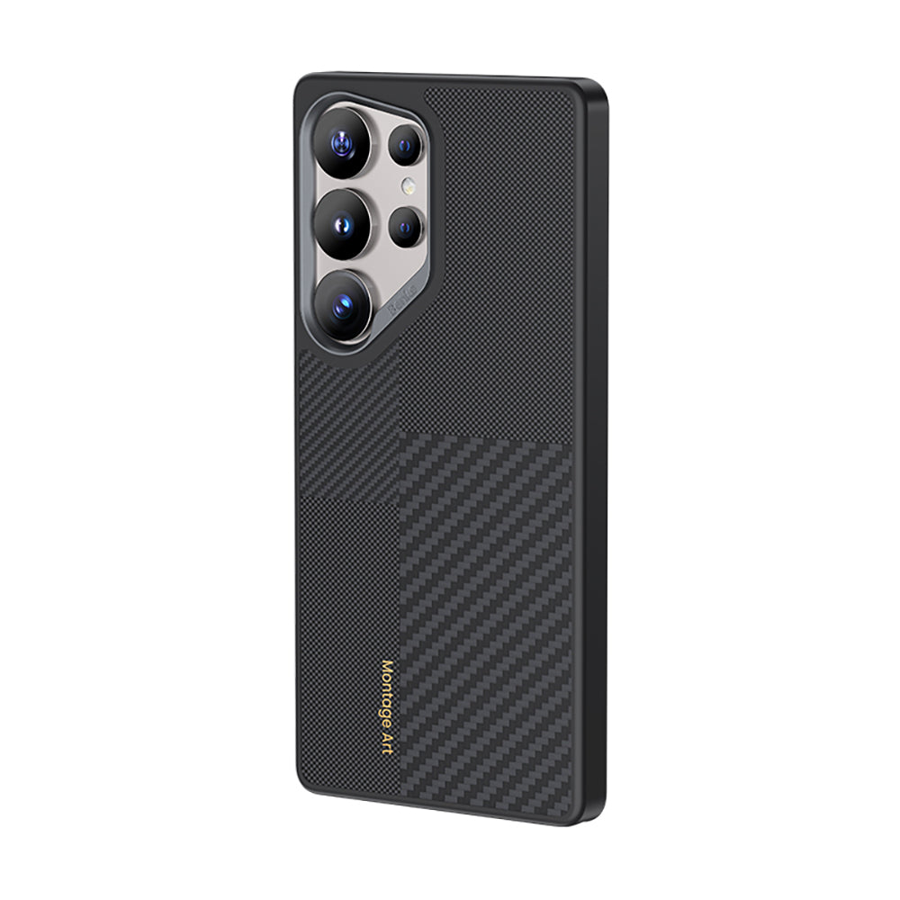 Galaxy S25 Ultra Kılıf M-safe Şarj Özellikli Karbon Fiber Benks Montage Hybrid ArmorPro Kevlar Kılıf
