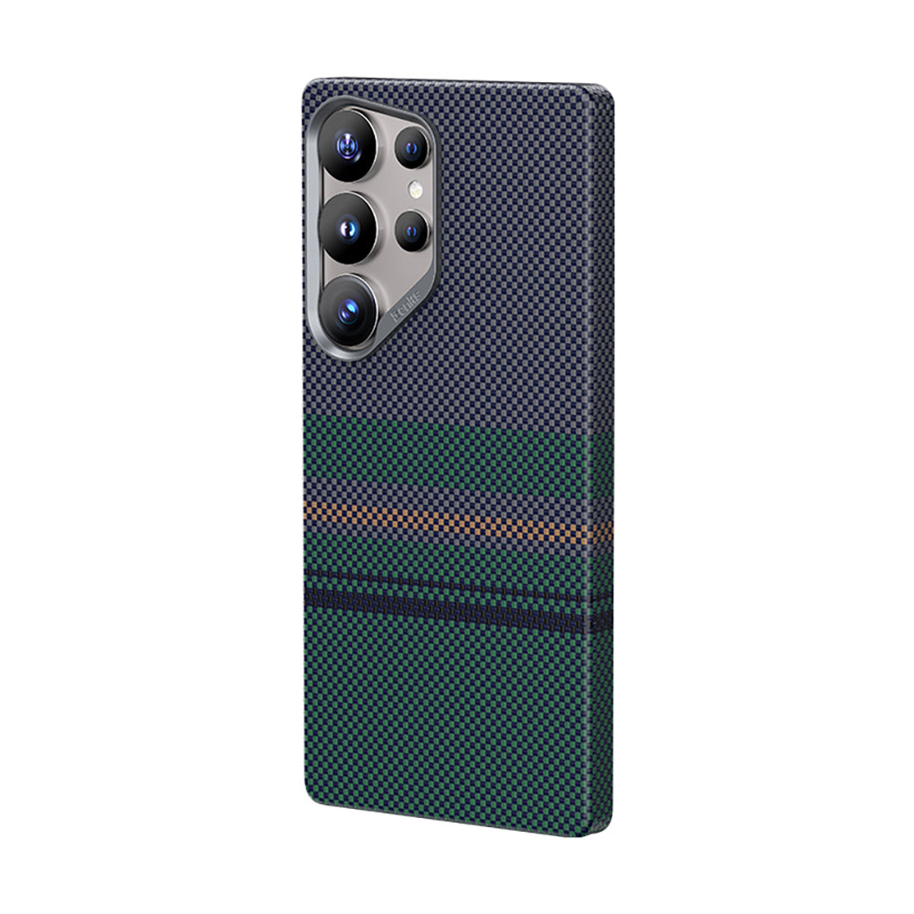 Galaxy S25 Ultra Kılıf M-safe Şarj Özellikli Karbon Fiber Tasarımlı Benks Aurora ArmorAir Kevlar Kılıf