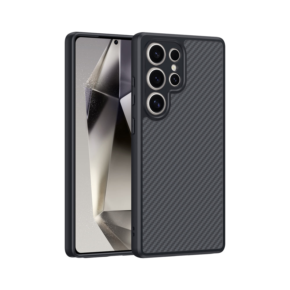 Galaxy S25 Ultra Kılıf M-safe Şarj Özellikli Karbon Fiber Tasarımlı Zore Elnino Kılıf