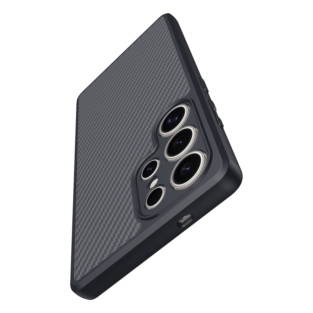 Galaxy S25 Ultra Kılıf M-safe Şarj Özellikli Karbon Fiber Tasarımlı Zore Elnino Kılıf