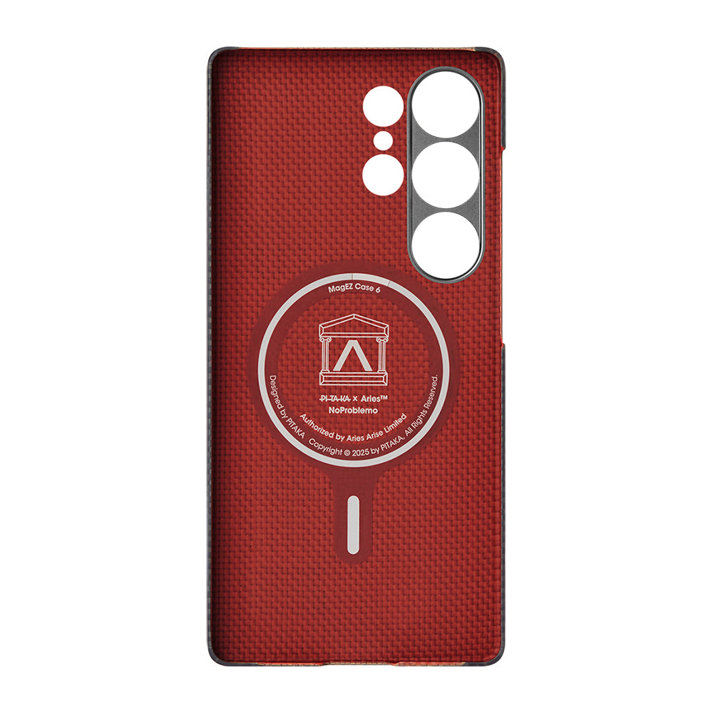 Galaxy S25 Ultra Kılıf M-safe Şarj Özellikli Lumintex Teknolojili Fosforlu Aramid Fiber Pitaka Tactile Woven Aries Serisi Kılıf
