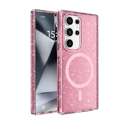 Galaxy S25 Ultra Kılıf M-safe Şarj Özellikli Parlayan Simli Saydam Renkli Zore Allstar Kılıf