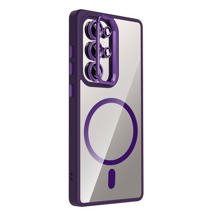 Galaxy S25 Ultra Kılıf Standlı ve Kamera Lens Hediyeli M-Safe Şarj Özellikli Zore Etro Kılıf