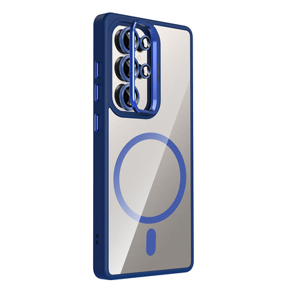 Galaxy S25 Ultra Kılıf Standlı ve Kamera Lens Hediyeli M-Safe Şarj Özellikli Zore Etro Kılıf