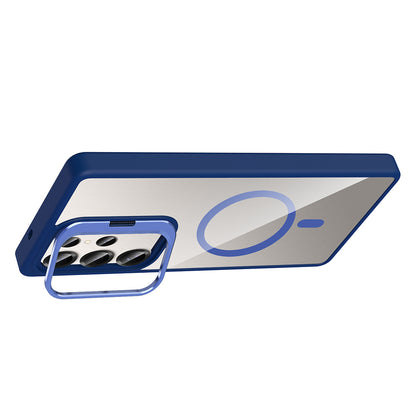 Galaxy S25 Ultra Kılıf Standlı ve Kamera Lens Hediyeli M-Safe Şarj Özellikli Zore Etro Kılıf