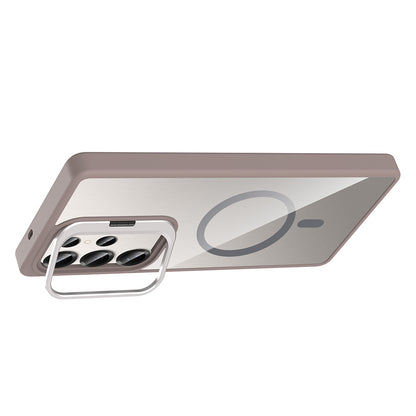 Galaxy S25 Ultra Kılıf Standlı ve Kamera Lens Hediyeli M-Safe Şarj Özellikli Zore Etro Kılıf