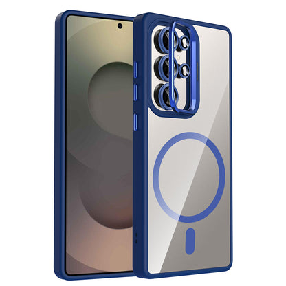 Galaxy S25 Ultra Kılıf Standlı ve Kamera Lens Hediyeli M-Safe Şarj Özellikli Zore Etro Kılıf