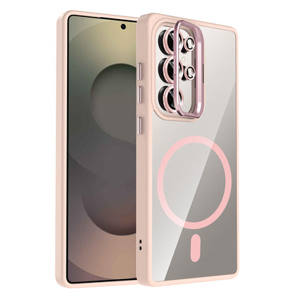 Galaxy S25 Ultra Kılıf Standlı ve Kamera Lens Hediyeli M-Safe Şarj Özellikli Zore Etro Kılıf