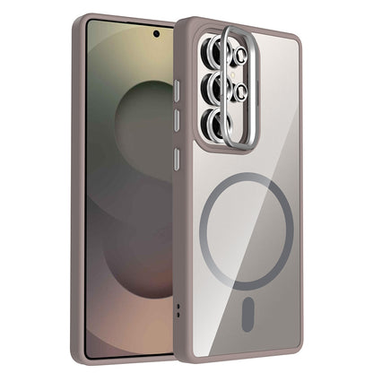 Galaxy S25 Ultra Kılıf Standlı ve Kamera Lens Hediyeli M-Safe Şarj Özellikli Zore Etro Kılıf