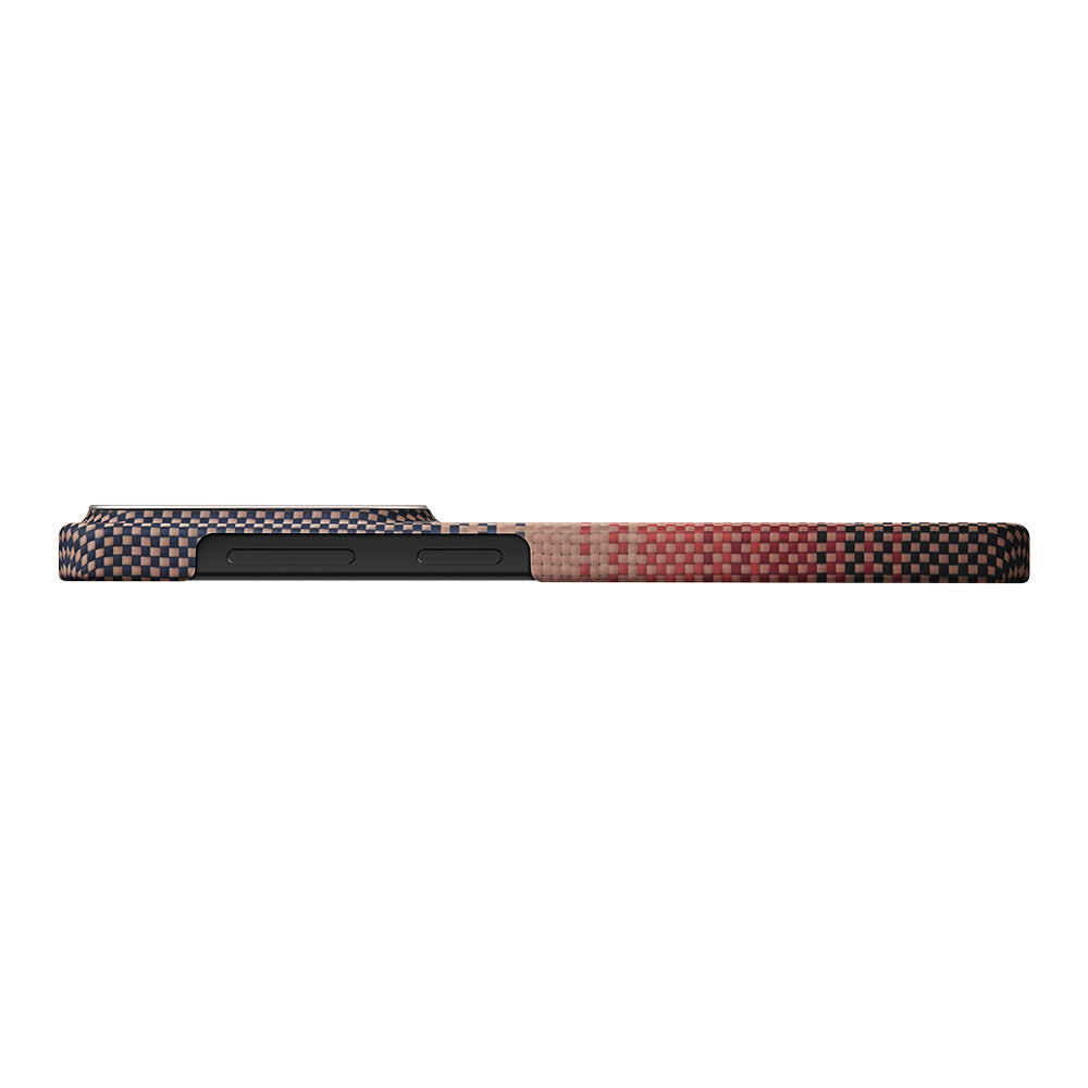 Galaxy S26 Kılıf M-safe Şarj Özellikli Aramid Karbon Fiber Pitaka Tactile Woven Sunset-Moonrise Serisi Kılıf