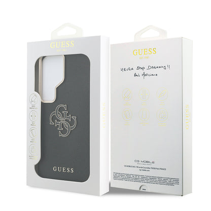 Galaxy S26 Ultra Kılıf Guess Orijinal Lisanslı Grained Yazı ve 4G Büyük Metal Logolu Kılıf