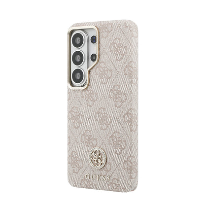 Galaxy S26 Ultra Kılıf Guess Orijinal Lisanslı M-safe Şarj Özellikli Gold Metal Kamera Çerçeveli Taşlı 4G Logolu Kılıf