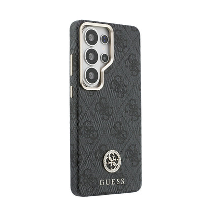Galaxy S26 Ultra Kılıf Guess Orijinal Lisanslı M-safe Şarj Özellikli Gold Metal Kamera Çerçeveli Taşlı 4G Logolu Kılıf