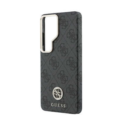 Galaxy S26 Ultra Kılıf Guess Orijinal Lisanslı M-safe Şarj Özellikli Gold Metal Kamera Çerçeveli Taşlı 4G Logolu Kılıf