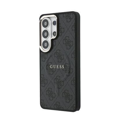 Galaxy S26 Ultra Kılıf Guess Orijinal Lisanslı M-safe Şarj Özellikli Metal Kamera Çerçeveli PU Deri 4G Desenli Yazı Logolu Kılıf