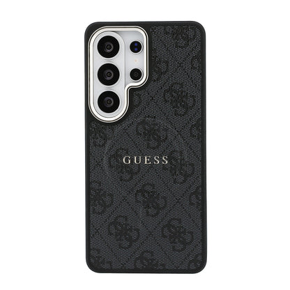 Galaxy S26 Ultra Kılıf Guess Orijinal Lisanslı M-safe Şarj Özellikli Metal Kamera Çerçeveli PU Deri 4G Desenli Yazı Logolu Kılıf
