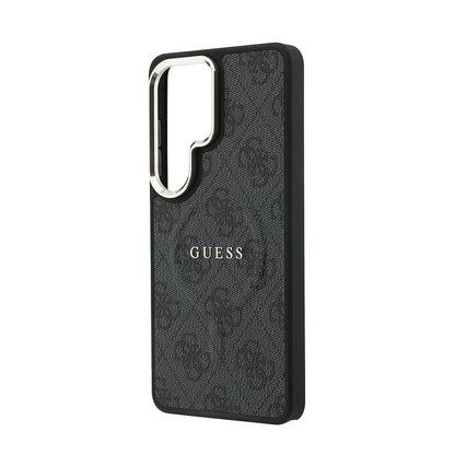 Galaxy S26 Ultra Kılıf Guess Orijinal Lisanslı M-safe Şarj Özellikli Metal Kamera Çerçeveli PU Deri 4G Desenli Yazı Logolu Kılıf