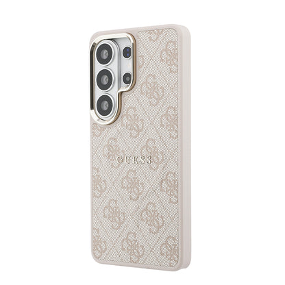 Galaxy S26 Ultra Kılıf Guess Orijinal Lisanslı M-safe Şarj Özellikli Metal Kamera Çerçeveli PU Deri 4G Desenli Yazı Logolu Kılıf