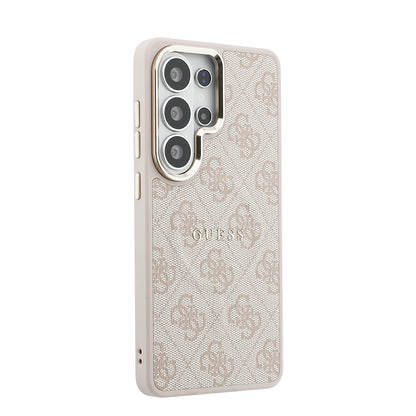 Galaxy S26 Ultra Kılıf Guess Orijinal Lisanslı M-safe Şarj Özellikli Metal Kamera Çerçeveli PU Deri 4G Desenli Yazı Logolu Kılıf