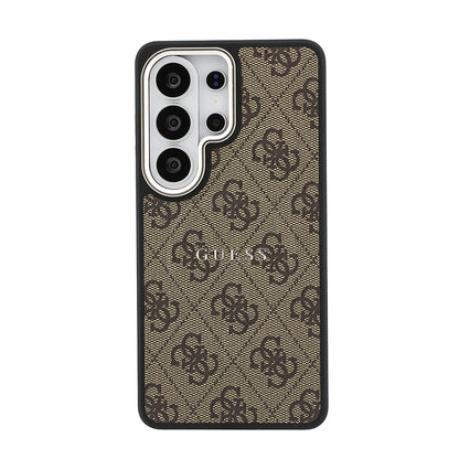Galaxy S26 Ultra Kılıf Guess Orijinal Lisanslı M-safe Şarj Özellikli Metal Kamera Çerçeveli PU Deri 4G Desenli Yazı Logolu Kılıf