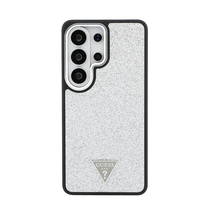 Galaxy S26 Ultra Kılıf Guess Orijinal Lisanslı M-safe Şarj Özellikli Metal Kamera Çerçeveli Üçgen Logolu Glitter Kılıf
