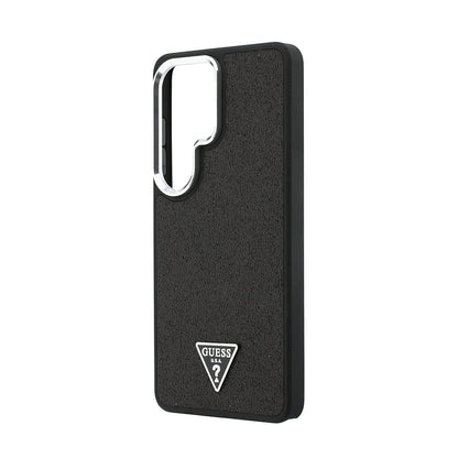 Galaxy S26 Ultra Kılıf Guess Orijinal Lisanslı M-safe Şarj Özellikli Metal Kamera Çerçeveli Üçgen Logolu Glitter Kılıf