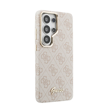 Galaxy S26 Ultra Kılıf Guess Orijinal Lisanslı M-safe Şarj Özellikli Script Yazı Logolu 4G Desenli Kılıf