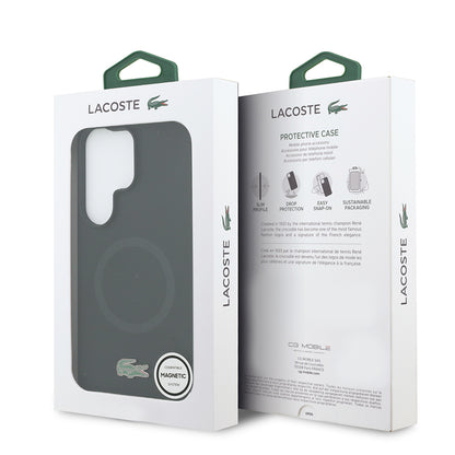 Galaxy S26 Ultra Kılıf Lacoste Orijinal Lisanslı M-safe Şarj Özellikli İkonik Logolu Metal Kamera Çerçeveli Silikon Kılıf