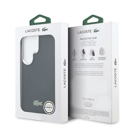 Galaxy S26 Ultra Kılıf Lacoste Orijinal Lisanslı PU Pike Desenli Arka Yüzey İkonik Timsah Metal Logolu Kılıf