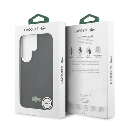 Galaxy S26 Ultra Kılıf Lacoste Orijinal Lisanslı PU Pike Desenli Arka Yüzey İkonik Timsah Metal Logolu Kılıf